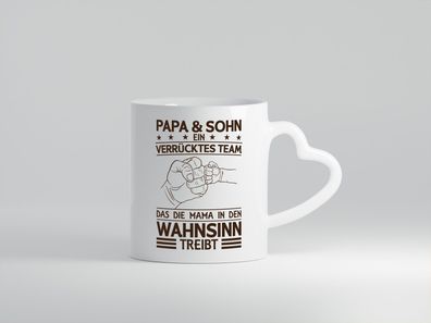 Papa und Sohn treiben Mama in den Wahnsinn | Fäuste - Herz Tasse Weiß