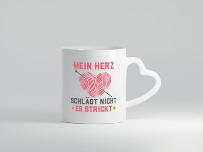 Mein Herz strickt | Wollherz | Stricknadel - Herz Tasse Weiß