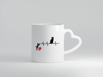 Katzen | Herz | Herzschlag - Herz Tasse Weiß