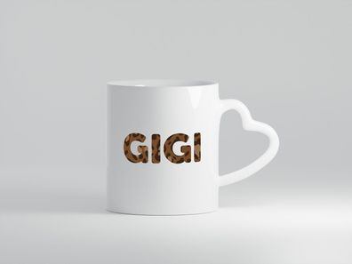 Gigi | Leopardenlook | Buchstaben - Herz Tasse Weiß