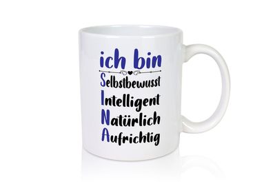 Selbstbewusst, intelligent, natürlich, aufrichtig | Pfeile - Tasse Weiß