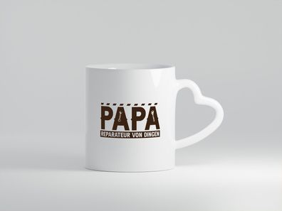 Papa, Reparateur | Werkzeug - Herz Tasse Weiß