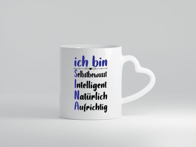 Selbstbewusst, intelligent, natürlich, aufrichtig | Pfeile - Herz Tasse Weiß