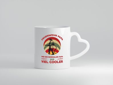 Feuerwehrpapa | Cooler Papa | Cooler als alle andere - Herz Tasse Weiß