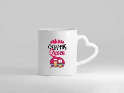 Camping Queen | Camping | Natur | Lagerfeuer - Herz Tasse Weiß