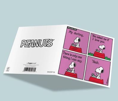 Quadratische Valentinstagskarte mit Snoopy/Peanuts 160 x 160 mm mit Cuvert