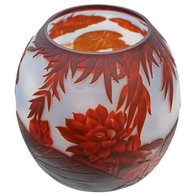 Vase Replika nach Galle Gallé Lotusblüte Glas Antik-Jugendstil-Stil Kopie c14