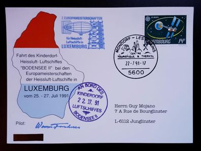 Zeppelinpost 2. Europameisterschaften für Heißluft-Luftschiffe Luxemburg 1991