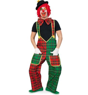 narrenwelt Kostüm Clownhose McCheck Latzhose rot-grün Gr. M - XXXL Clown Unisex