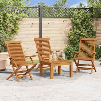 vidaXL Gartenstühle 3 Stk. Massivholz Teak