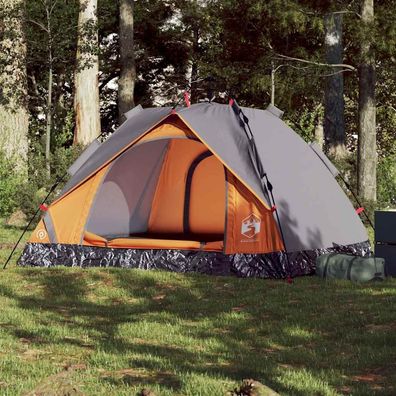 vidaXL Kuppel-Campingzelt 3 Personen Grau und Orange Quick Release