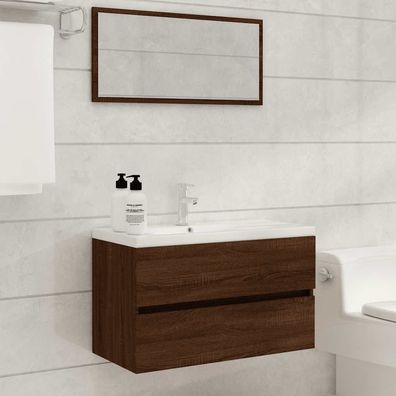 vidaXL 2-tlg. Badmöbel-Set Braun Eichen-Optik Holzwerkstoff