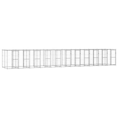 vidaXL Outdoor-Hundezwinger mit Überdachung Verzinkter Stahl 26,62 m²