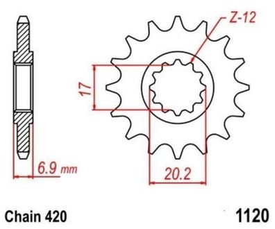 Ritzel 11 Zähne Antriebsritzel sprocket passt an Yamaha Trx passt an Beeline Smx