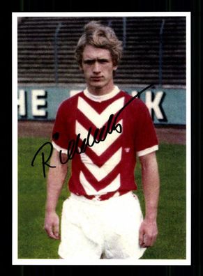 Heinz Ridderbusch Autogrammkarte Rot weiss Essen Spieler 70er Jahre Orig. Sign