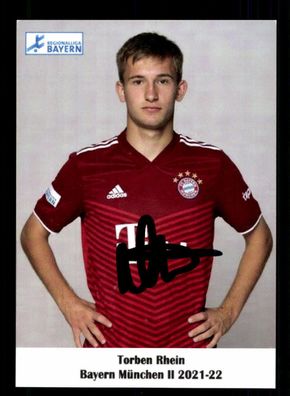 Torben Rhein Autogrammkarte Bayern München Amateure 2021-22 Original Signiert