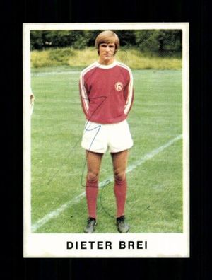 Dieter Brei Fortuna Düsseldorf Bergmann Sammelbild 1975-76 Orig Sign+ A 239256