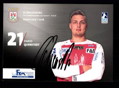 Dario Quenstedt Autogrammkarte SC Magdeburg 2015-16 Original Handball + A165524