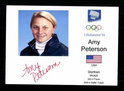 Amy Peterson Original Signiert Eisschnelllauf + A 239096