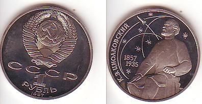 1 Rubel Münze Sowjetunion 1987 K.E. Ziolkowski