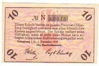 10 Pfennig Banknote Notgeld Handelskammer Oldenburg