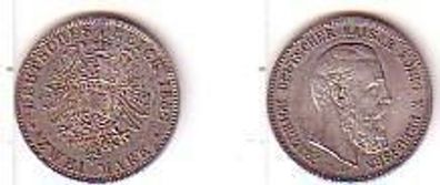 2 Mark Silber Münze Preussen Kaiser Friedrich 1888