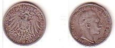 2 Mark Silber Münze Preussen Kaiser Wilhelm II 1904