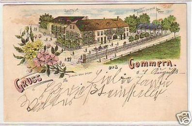 26010 Ak Lithographie Gruß aus Gommern Gasthof 1901
