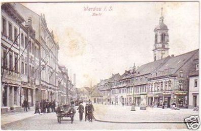 28549 Ak Werdau in Sachsen Markt mit Geschäften 1919