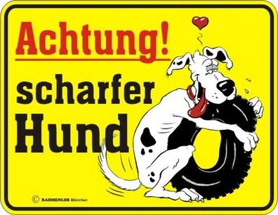 Rahmenlos® Blechschild 17 x 22, Achtung! scharfer Hund, Werbeschild Art. 3033