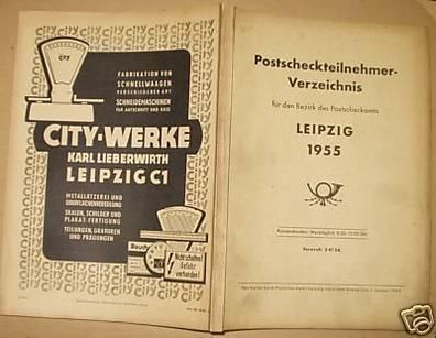 Postscheckteilnehmer Verzeichnis Bezirk Leipzig 1955