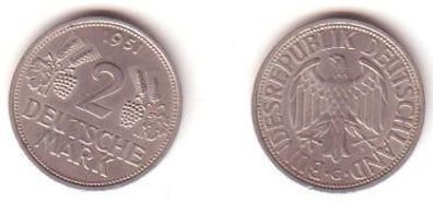 seltene 2 DM Münze BRD 1951 G Trauben und Ähren