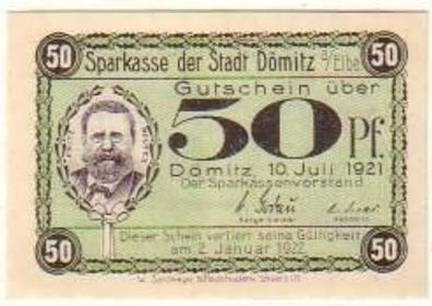 seltene 50 Pfennig Banknote Stadt Dömnitz 1921