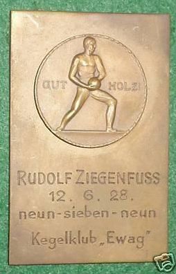 seltene Bronze Medaille Kegelklub "Ewag" 1928