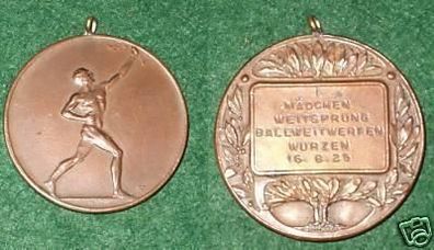 signierte Bronze Medaille Sport Wurzen 1925