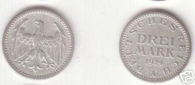 Silber Münze 3 Mark Weimarer Republik 1924 A