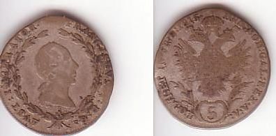 Silber Münze 5 Kreuzer Österreich 1815 A