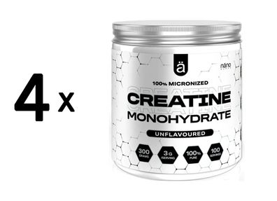 4 x NanoSupps 100% Micronized Creatine Monohydrate (300g) Unflavoured