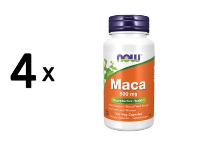 4 x Now Foods Maca 500mg (100 vcaps)