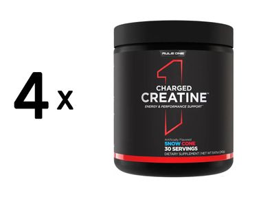 4 x Rule1 R1 Charged Creatine (30 Serv) Snow Cone