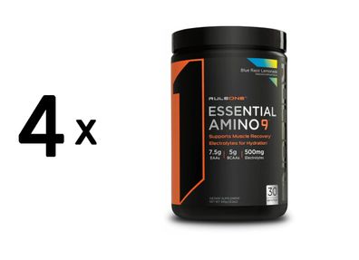4 x Rule1 R1 Essential Amino 9 (30serv) Blue Razz Lemonade