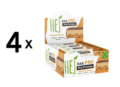4 x HEJ Natural HEJ Bar Pro (12x60g) Chocolate and Peanuts