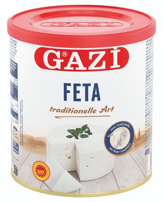 Gazi Feta traditionelle Art 3x 400g Dose cremig milder Feta-Käse aus Schafsmilch