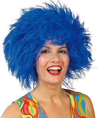 Perücke Clown struppig blau