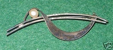 klassische Damen Brosche aus 835er Silber mit Perle