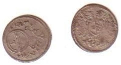 kleine Billon Münze Österreich 3 Pfennig Prag 1697