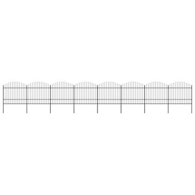 vidaXL Gartenzaun mit Speerspitzen Stahl (1,5 - 1,75) x 13,6 m Schwarz