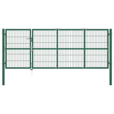 vidaXL Gartentor mit Pfosten 350 x 120 cm Stahl Grün