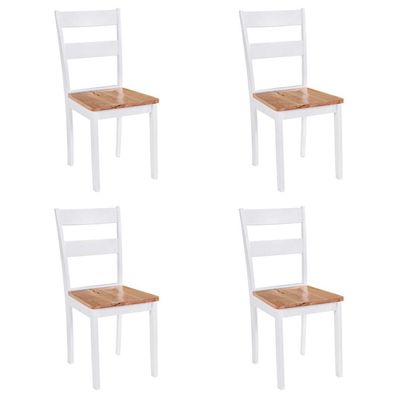 vidaXL Esszimmerstühle 4 Stk. Weiß Massivholz Gummibaum