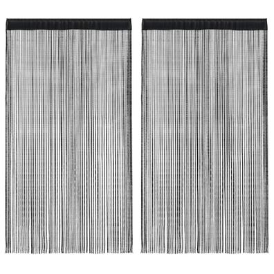 vidaXL Fadenvorhänge 2 Stk. 100 x 250 cm Schwarz